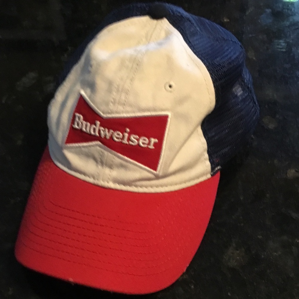 Budweiser Beer Snap‎ Back Athletic Red White Navy Mesh Alcohol Baseball Hat